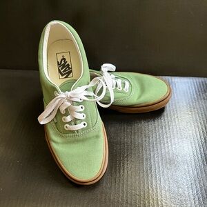 Vans Green and Cream Canvas Sneakers